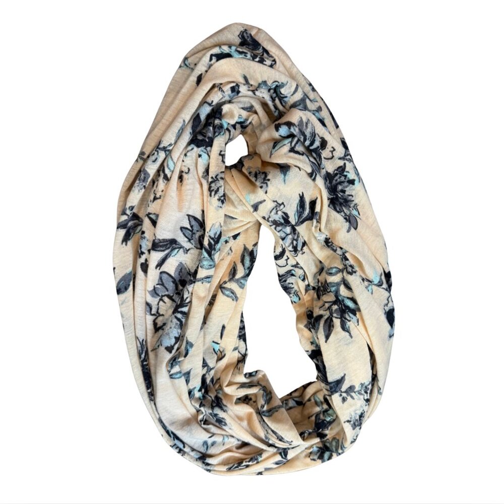 Floral Peach Infinity Scarf – Women's One Size, Gently Worn